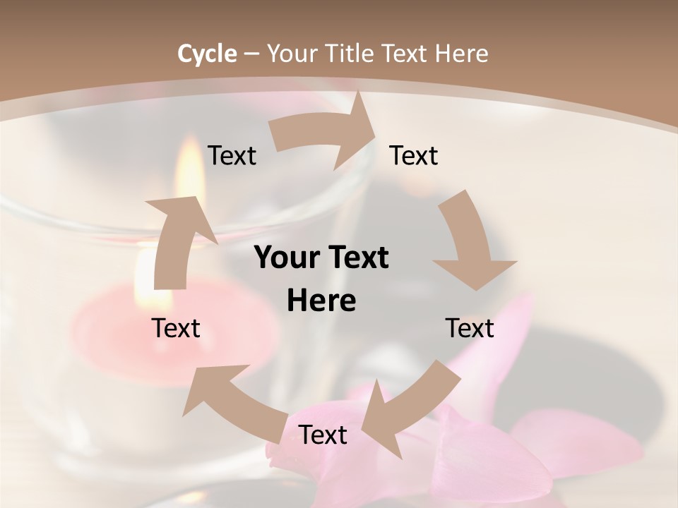 Spa Stones And Pink Flowers Over Bamboo Mat PowerPoint Template