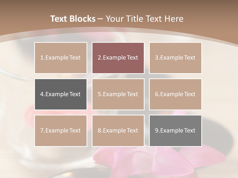 Spa Stones And Pink Flowers Over Bamboo Mat PowerPoint Template