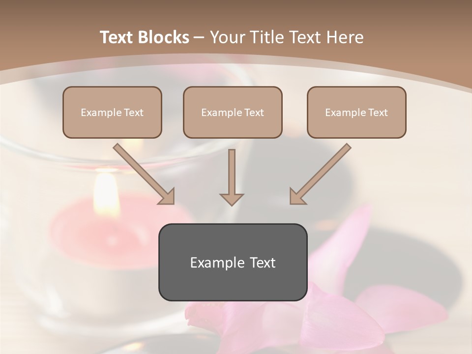 Spa Stones And Pink Flowers Over Bamboo Mat PowerPoint Template