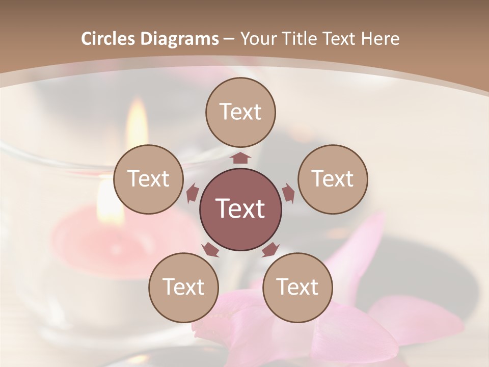 Spa Stones And Pink Flowers Over Bamboo Mat PowerPoint Template