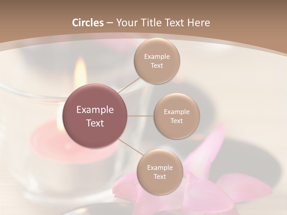 Spa Stones And Pink Flowers Over Bamboo Mat PowerPoint Template