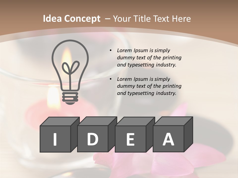 Spa Stones And Pink Flowers Over Bamboo Mat PowerPoint Template