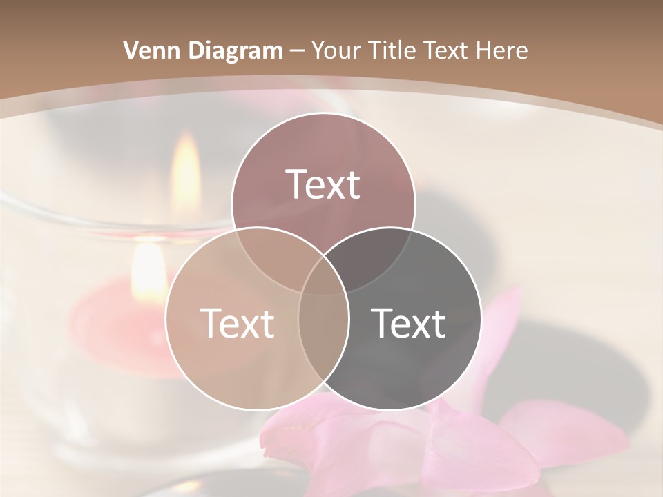 Spa Stones And Pink Flowers Over Bamboo Mat PowerPoint Template