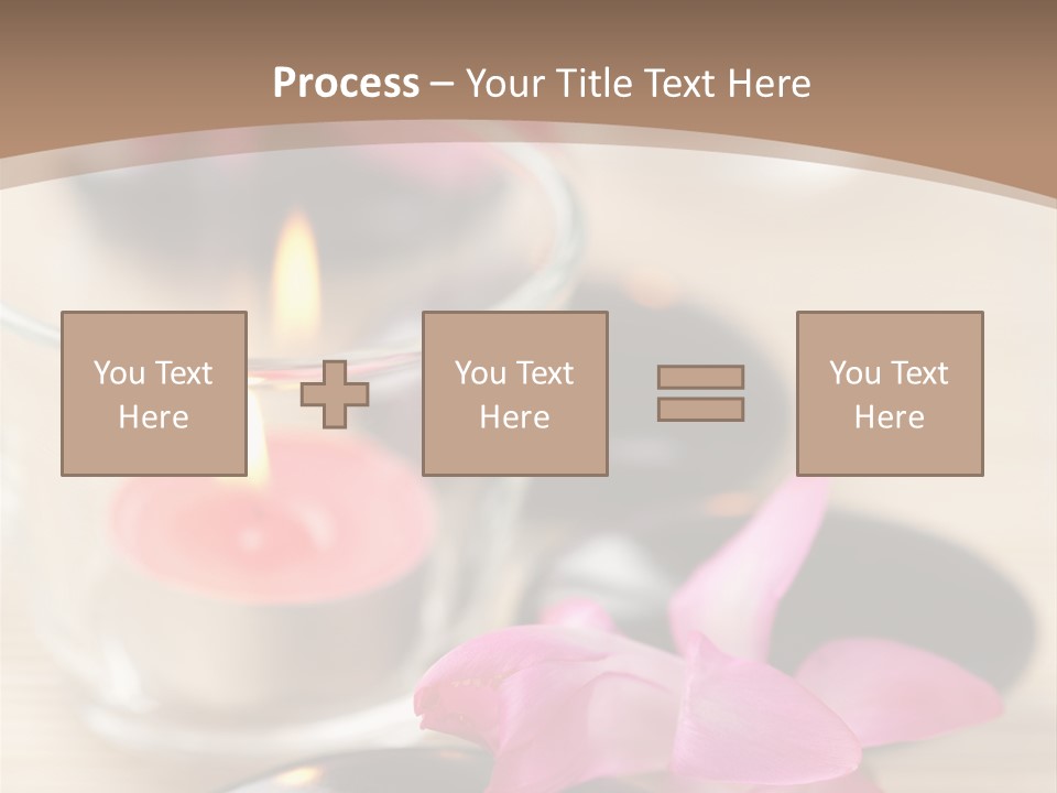Spa Stones And Pink Flowers Over Bamboo Mat PowerPoint Template