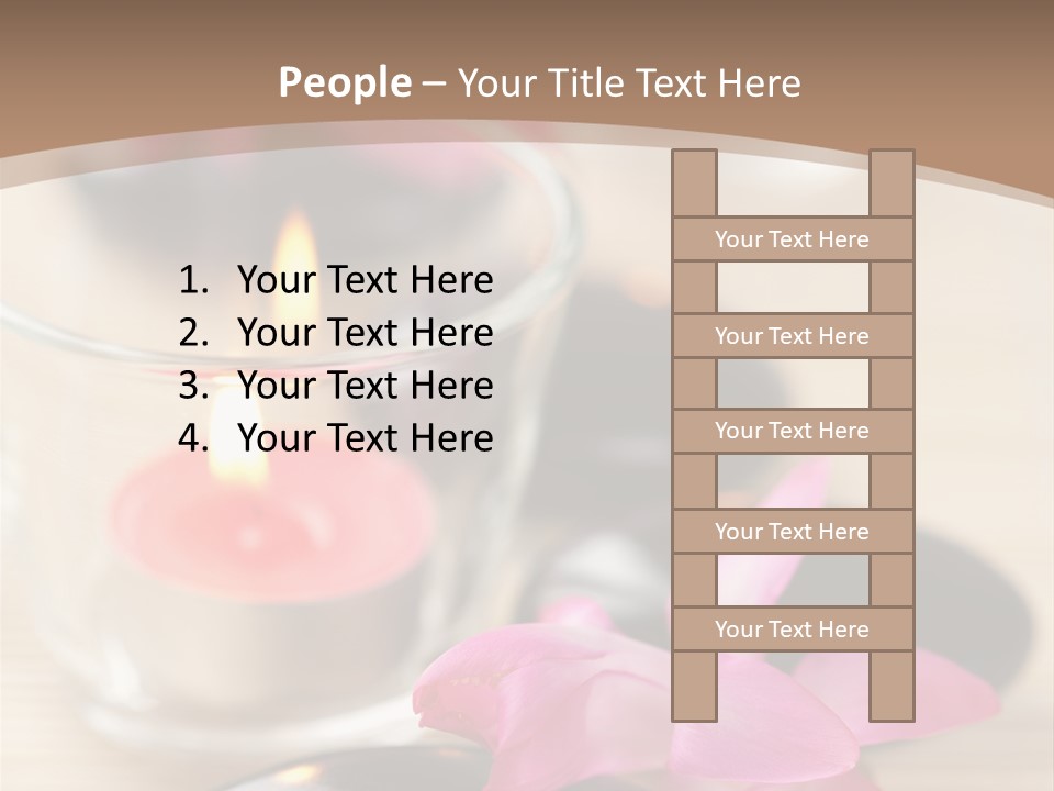 Spa Stones And Pink Flowers Over Bamboo Mat PowerPoint Template