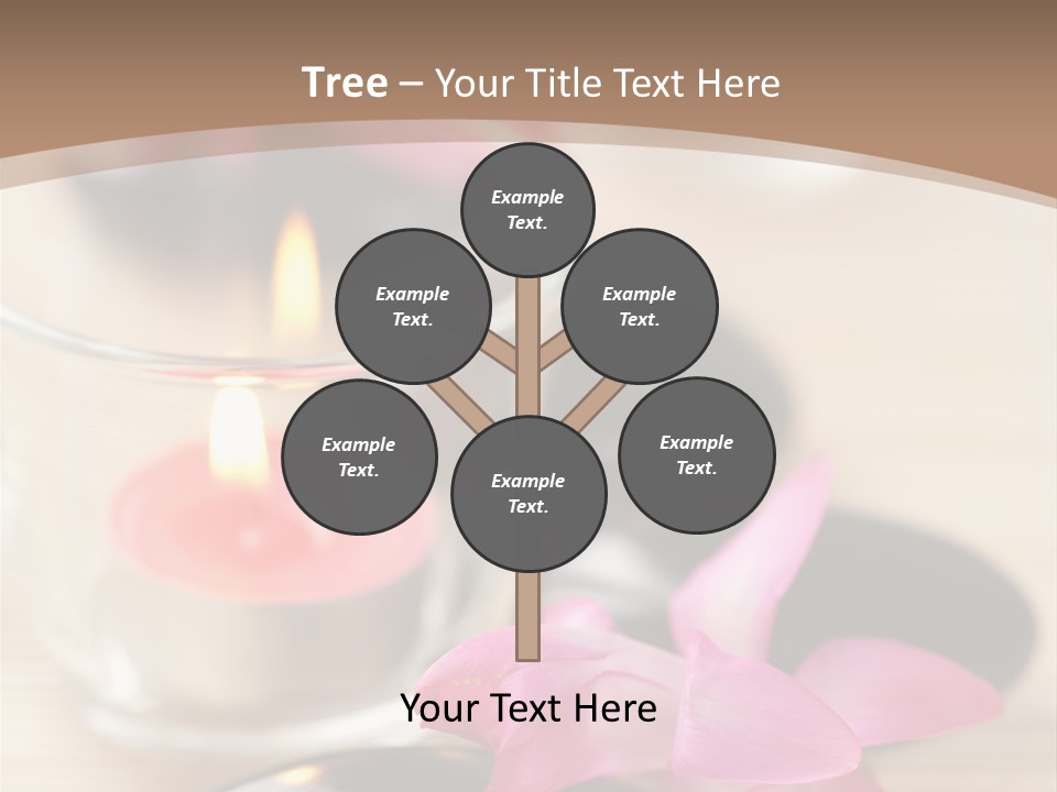 Spa Stones And Pink Flowers Over Bamboo Mat PowerPoint Template