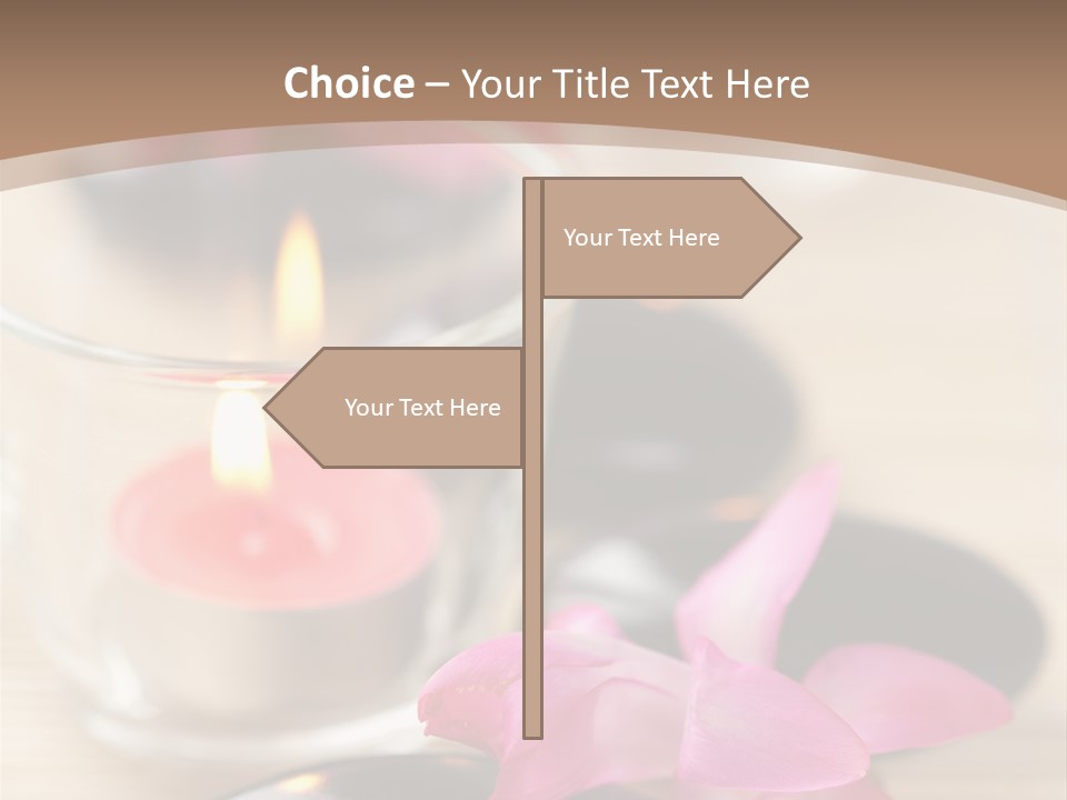 Spa Stones And Pink Flowers Over Bamboo Mat PowerPoint Template