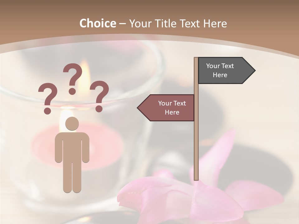 Spa Stones And Pink Flowers Over Bamboo Mat PowerPoint Template