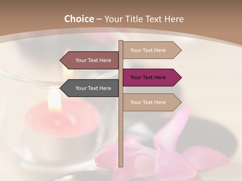 Spa Stones And Pink Flowers Over Bamboo Mat PowerPoint Template