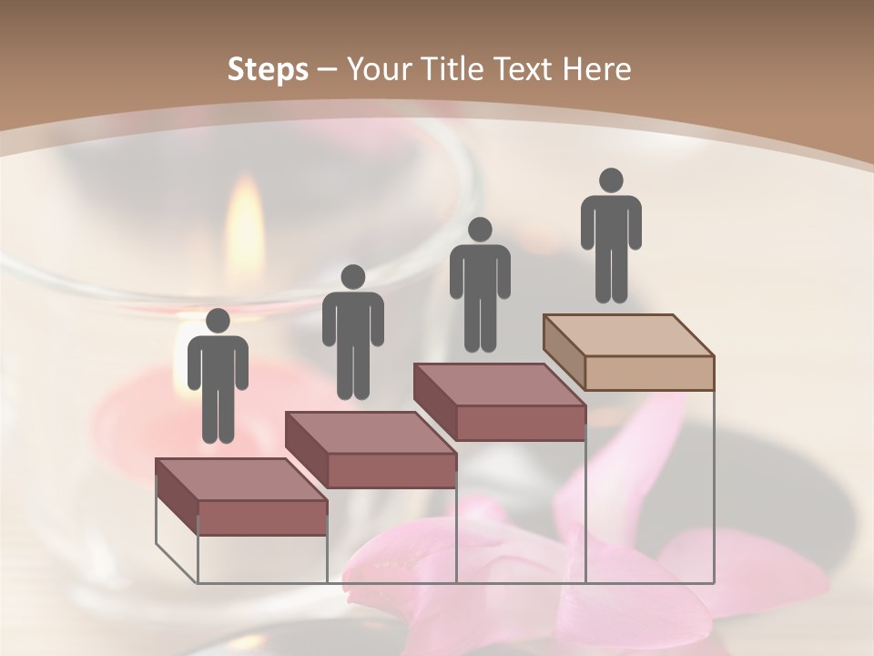 Spa Stones And Pink Flowers Over Bamboo Mat PowerPoint Template