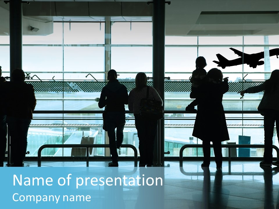 People Waiting In The Airport PowerPoint Template