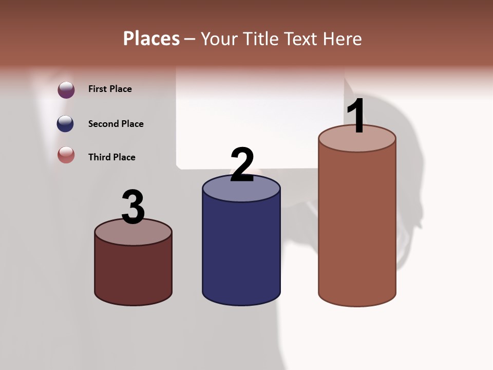 Businessman Holding Little White Card In His Hand PowerPoint Template