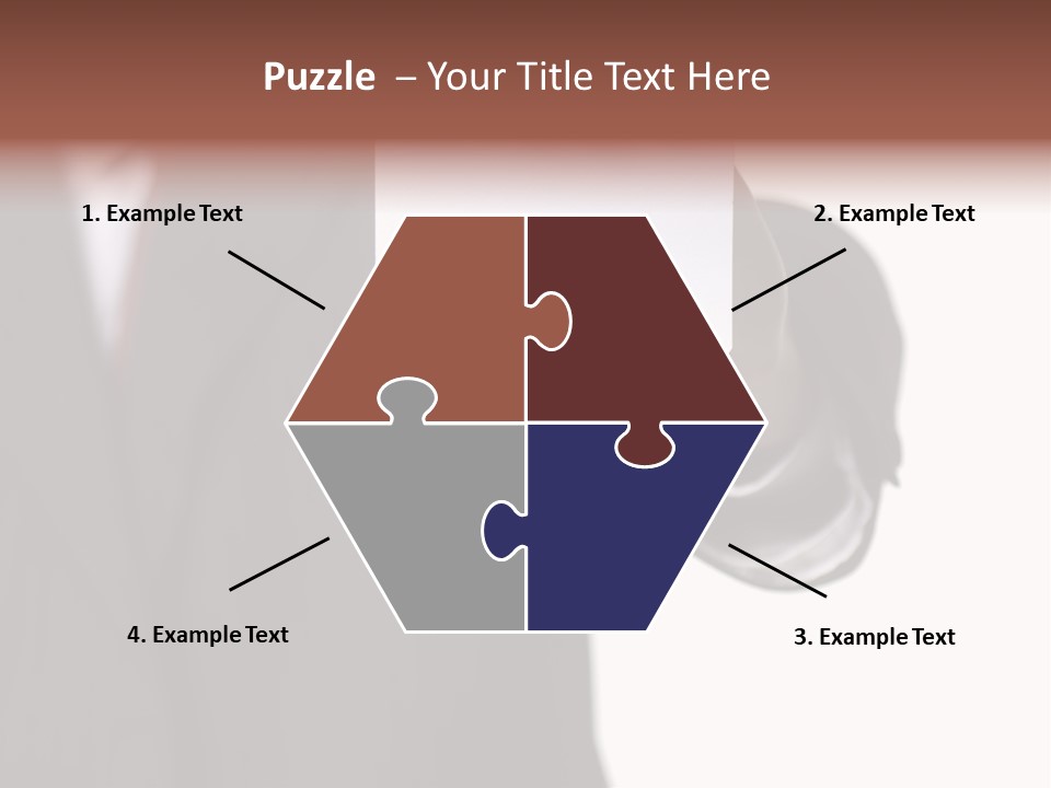 Businessman Holding Little White Card In His Hand PowerPoint Template