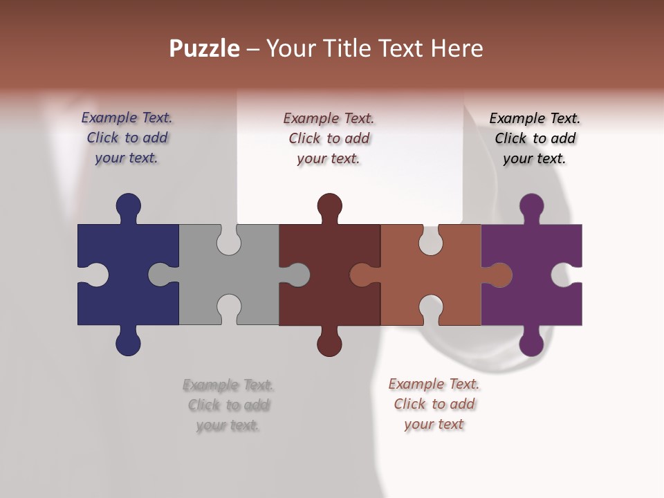 Businessman Holding Little White Card In His Hand PowerPoint Template