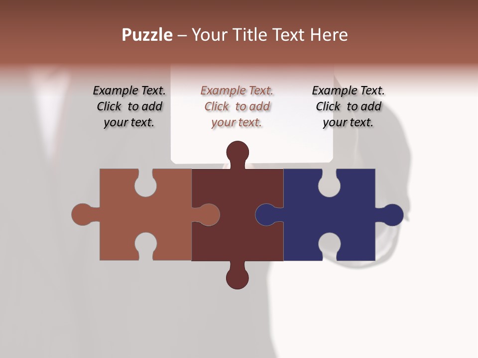 Businessman Holding Little White Card In His Hand PowerPoint Template