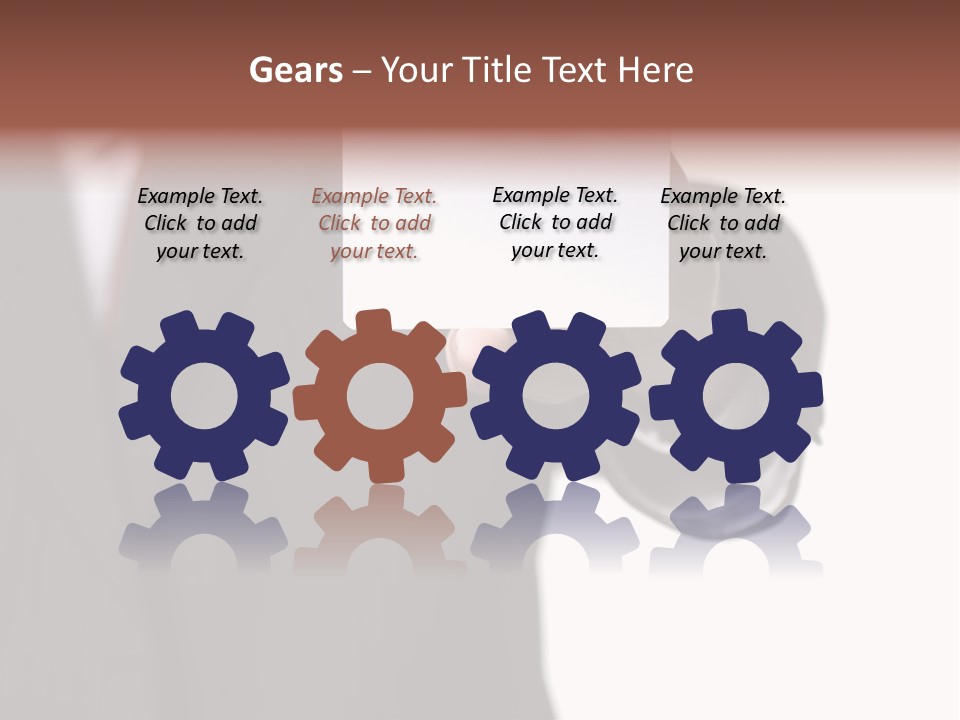 Businessman Holding Little White Card In His Hand PowerPoint Template