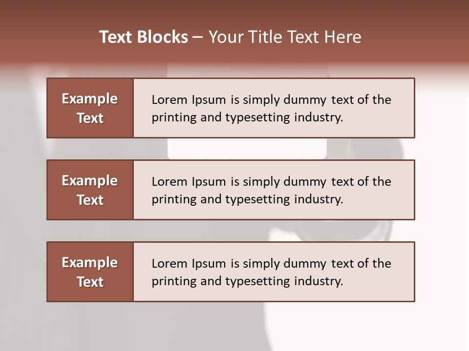 Businessman Holding Little White Card In His Hand PowerPoint Template
