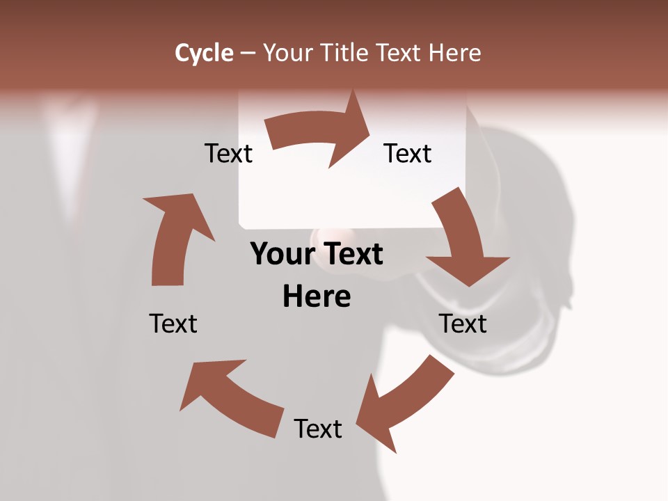 Businessman Holding Little White Card In His Hand PowerPoint Template