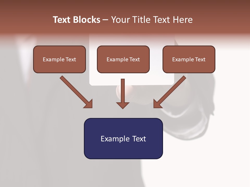 Businessman Holding Little White Card In His Hand PowerPoint Template