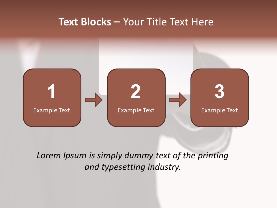 Businessman Holding Little White Card In His Hand PowerPoint Template