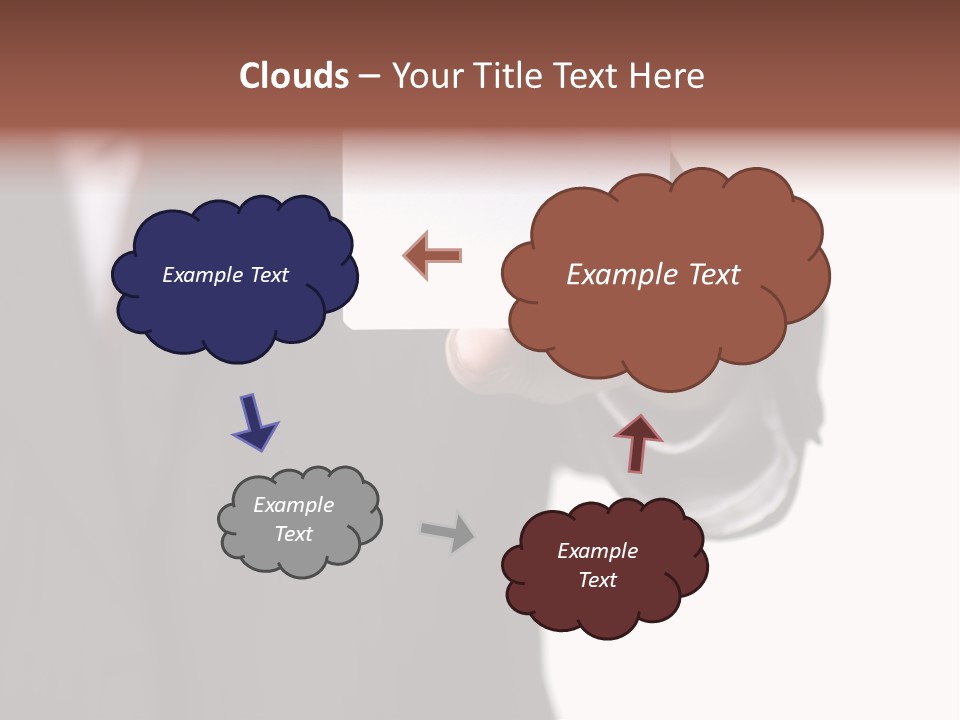 Businessman Holding Little White Card In His Hand PowerPoint Template