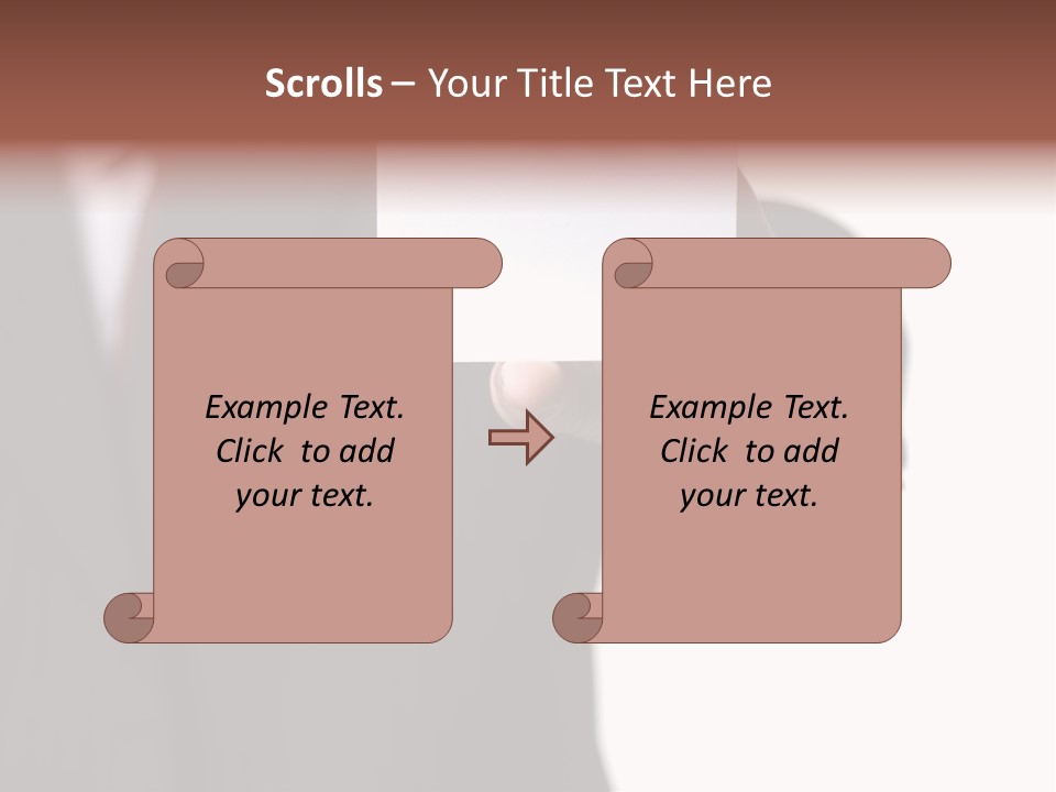 Businessman Holding Little White Card In His Hand PowerPoint Template