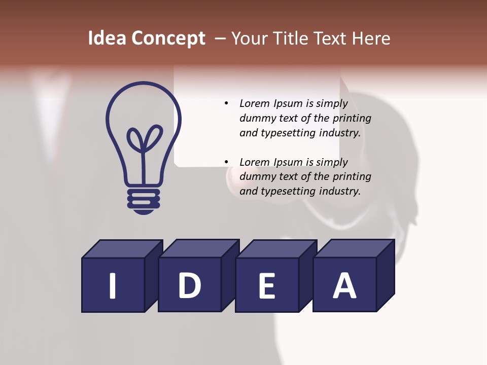 Businessman Holding Little White Card In His Hand PowerPoint Template