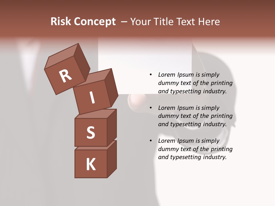 Businessman Holding Little White Card In His Hand PowerPoint Template