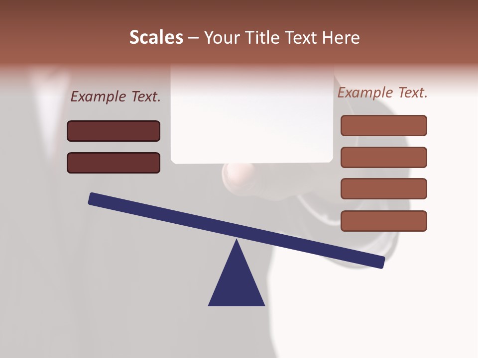 Businessman Holding Little White Card In His Hand PowerPoint Template