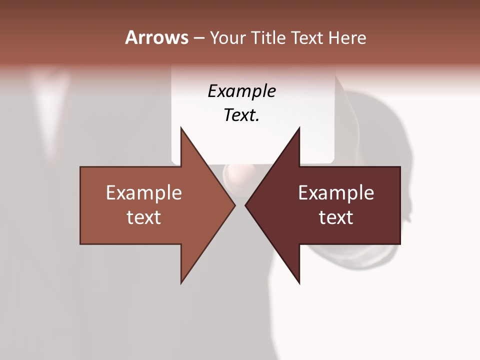 Businessman Holding Little White Card In His Hand PowerPoint Template