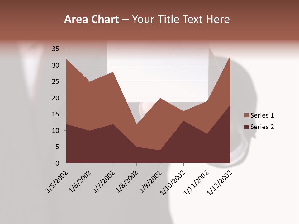 Businessman Holding Little White Card In His Hand PowerPoint Template