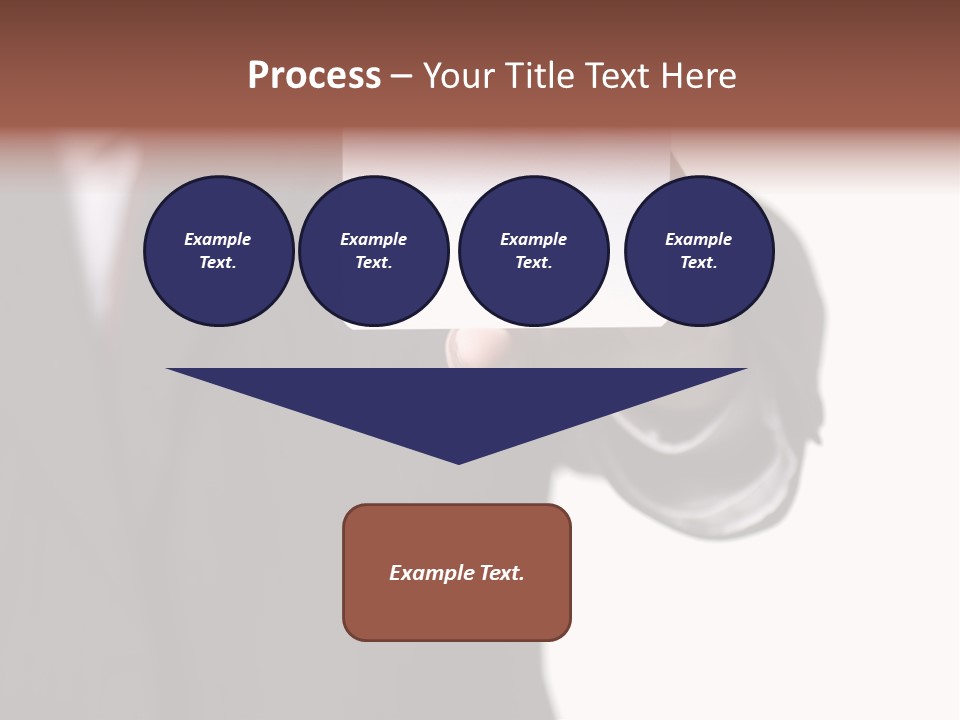 Businessman Holding Little White Card In His Hand PowerPoint Template