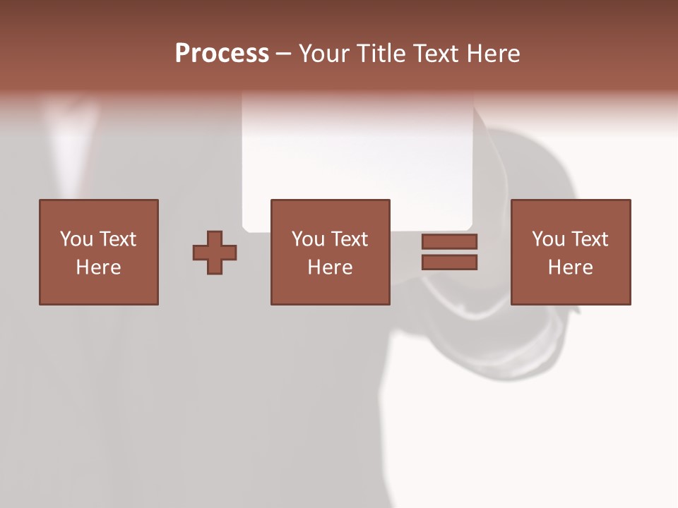 Businessman Holding Little White Card In His Hand PowerPoint Template