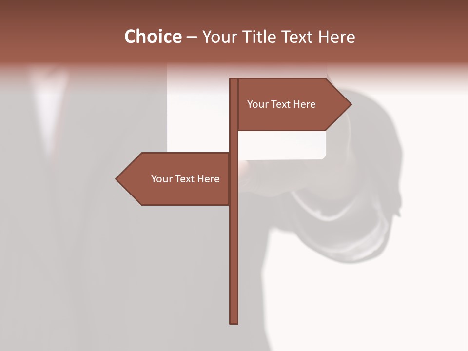 Businessman Holding Little White Card In His Hand PowerPoint Template