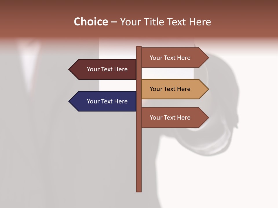 Businessman Holding Little White Card In His Hand PowerPoint Template