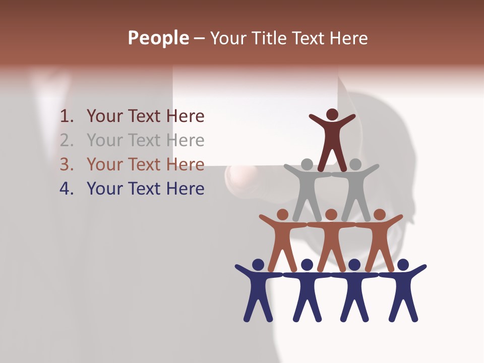 Businessman Holding Little White Card In His Hand PowerPoint Template