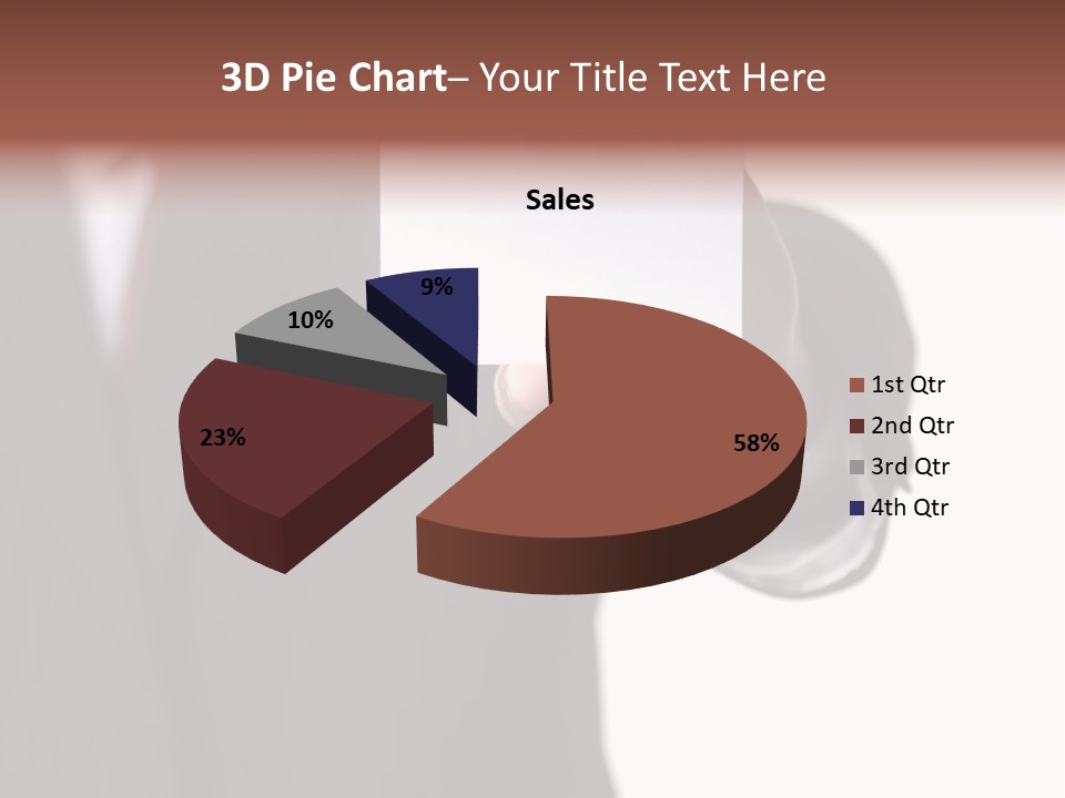 Businessman Holding Little White Card In His Hand PowerPoint Template