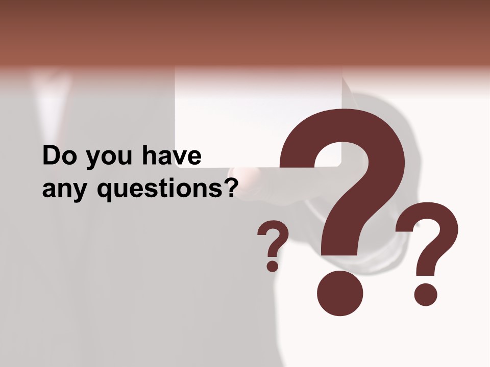 Businessman Holding Little White Card In His Hand PowerPoint Template