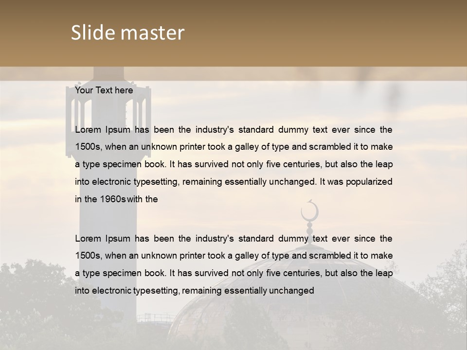 London Central Mosque (Regents Park Mosque) England, Uk, At Sunset PowerPoint Template