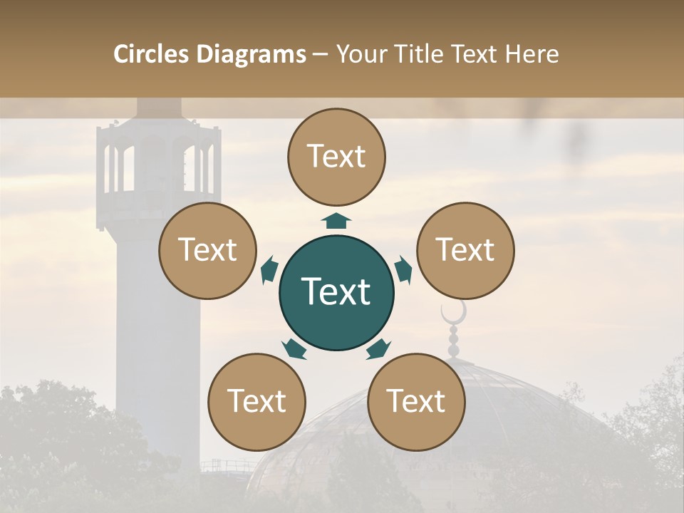 London Central Mosque (Regents Park Mosque) England, Uk, At Sunset PowerPoint Template
