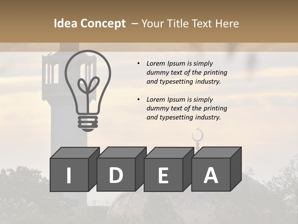 London Central Mosque (Regents Park Mosque) England, Uk, At Sunset PowerPoint Template