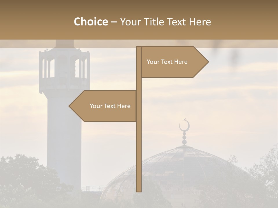London Central Mosque (Regents Park Mosque) England, Uk, At Sunset PowerPoint Template