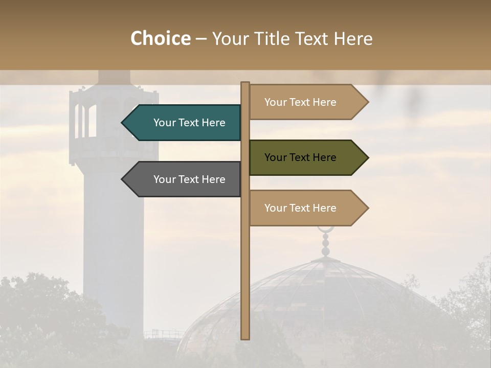 London Central Mosque (Regents Park Mosque) England, Uk, At Sunset PowerPoint Template