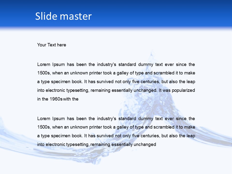 Crisp, Clean, Blue Water Photographed Against A White Background. PowerPoint Template