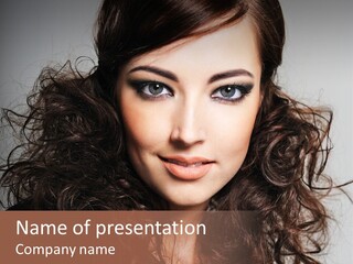 Beautiful Young Woman With Sensuality Eyes PowerPoint Template