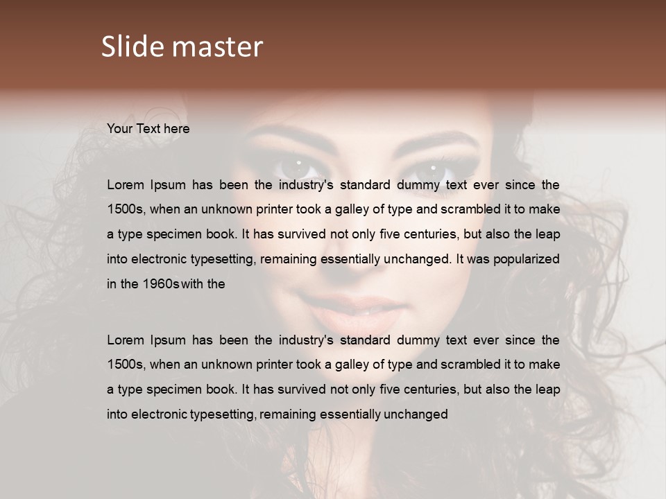 Beautiful Young Woman With Sensuality Eyes PowerPoint Template