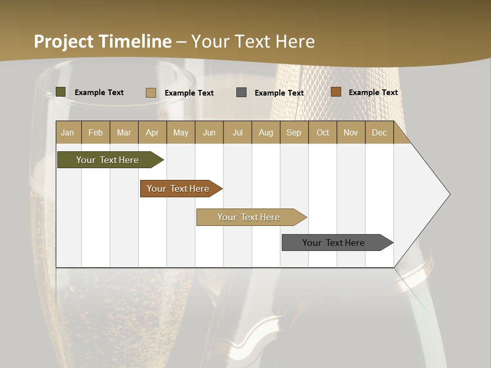 Champagne Bottle And Two Flutes (Glasses) On Black Background PowerPoint Template
