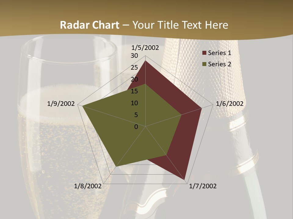 Champagne Bottle And Two Flutes (Glasses) On Black Background PowerPoint Template