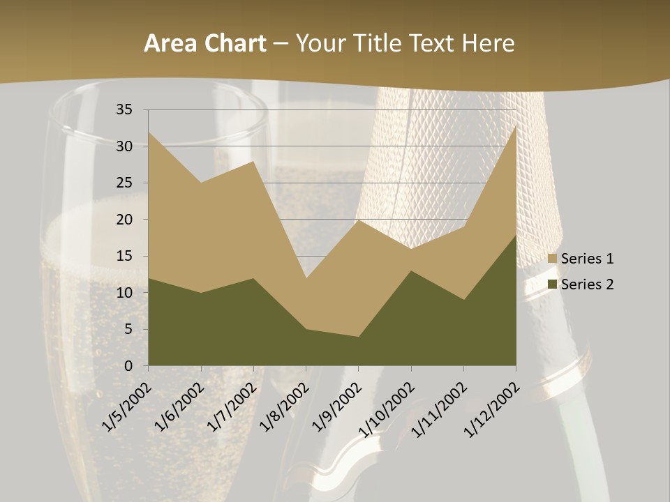 Champagne Bottle And Two Flutes (Glasses) On Black Background PowerPoint Template