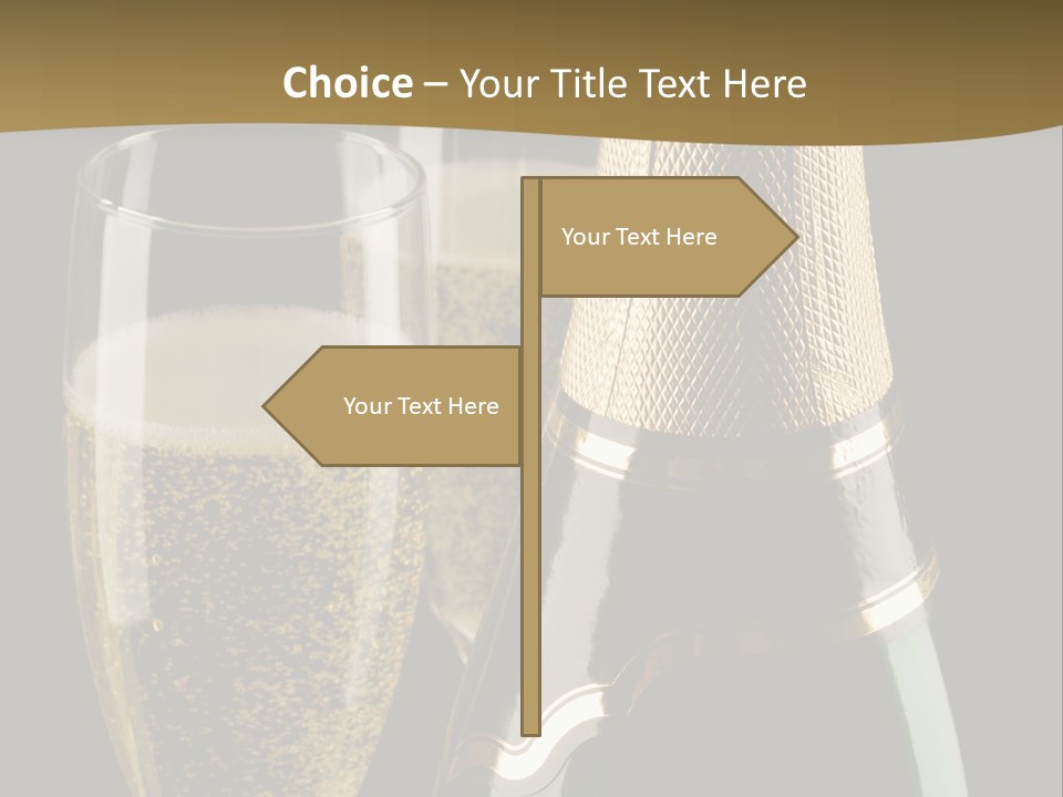 Champagne Bottle And Two Flutes (Glasses) On Black Background PowerPoint Template